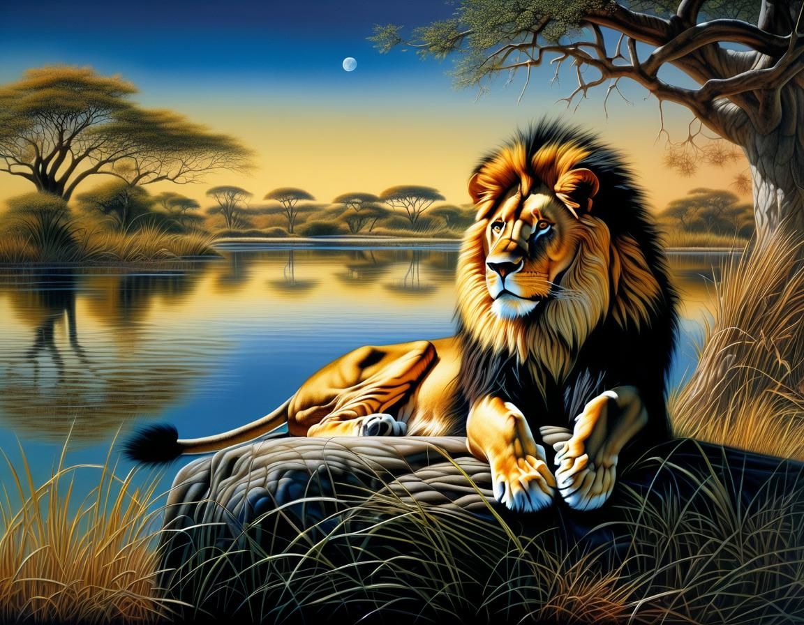 Lion on a Throne: Airbrush Style