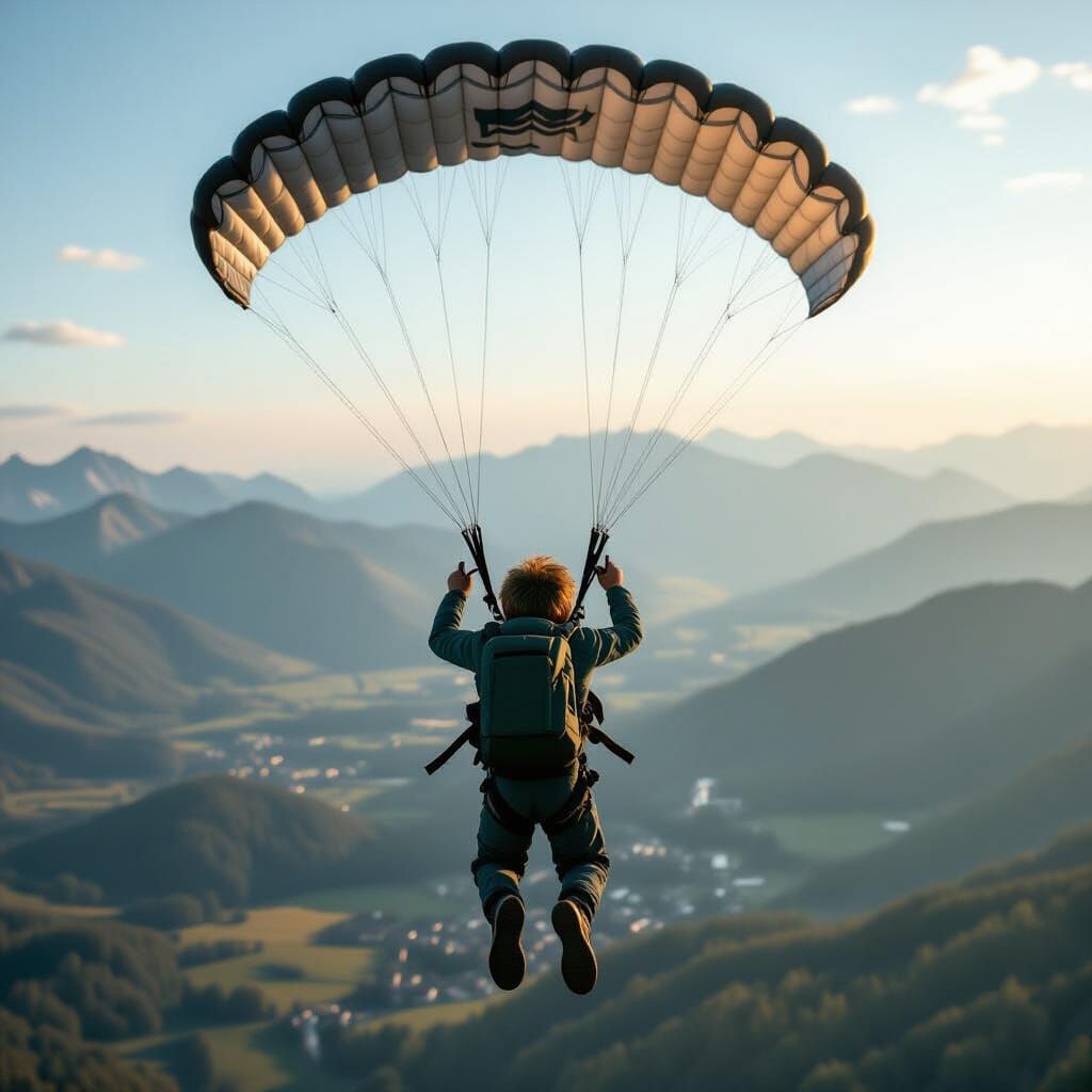 Boy Jumps From Aircraft With Parachute
