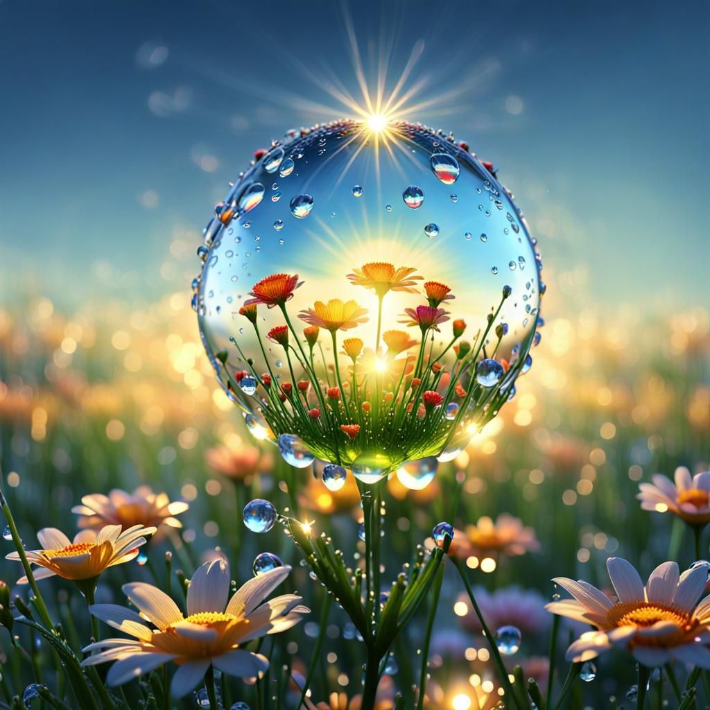 Dew flower in the morning