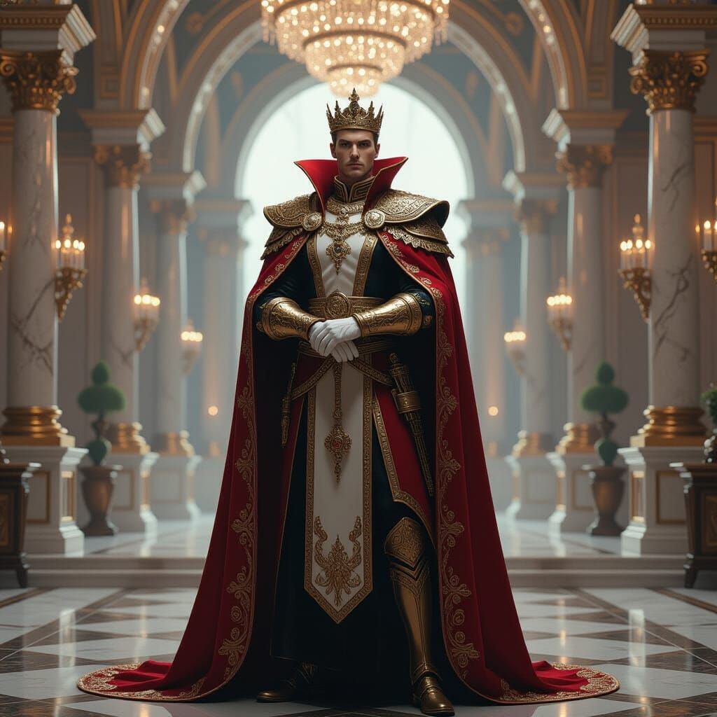 Majestic Royal Figure in Grand Kingdom Setting