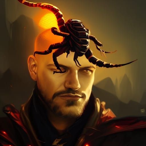 Detailed Scorpion Portrait in Splash Art Style