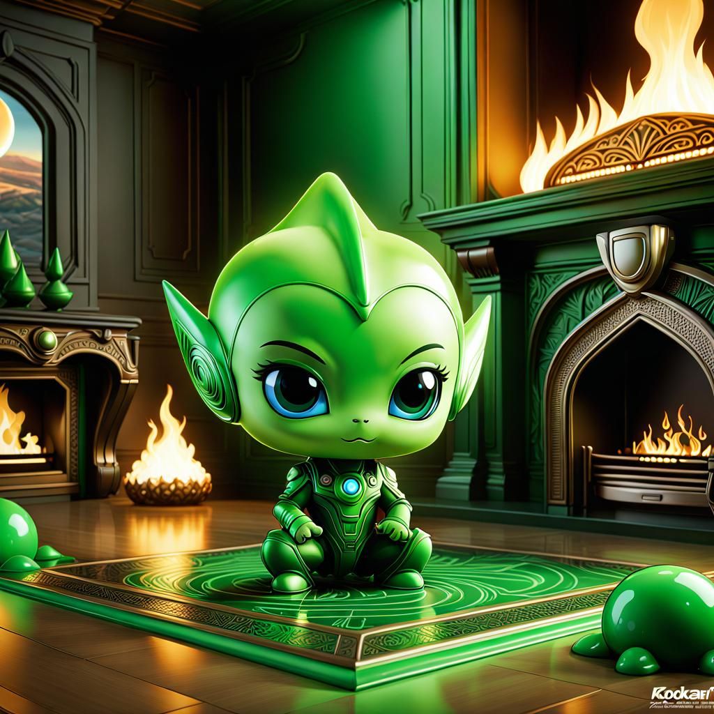 Detailed Chibi Alien from Mars in Rackham's Style