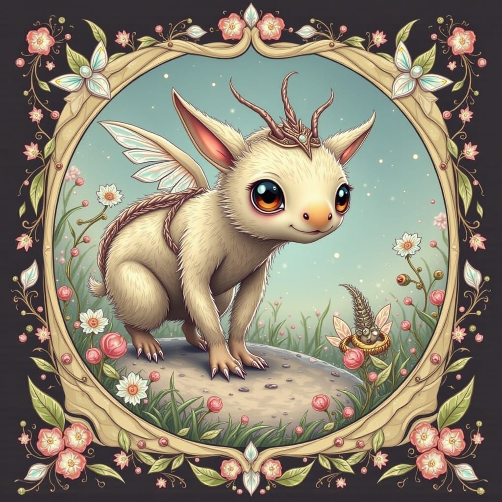 Whimsical Furry Creature in Enchanted Forest