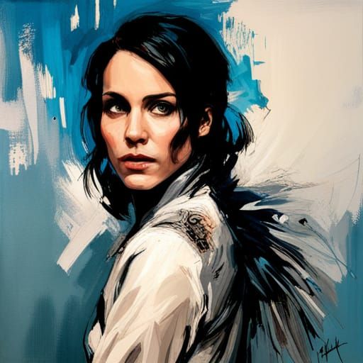Noomi Rapace with Wings as Oil Painting