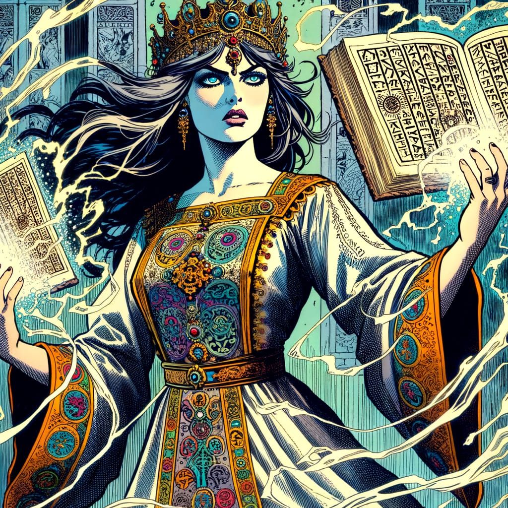 Ethereal Byzantine Sorceress Dominates Ancient Magic