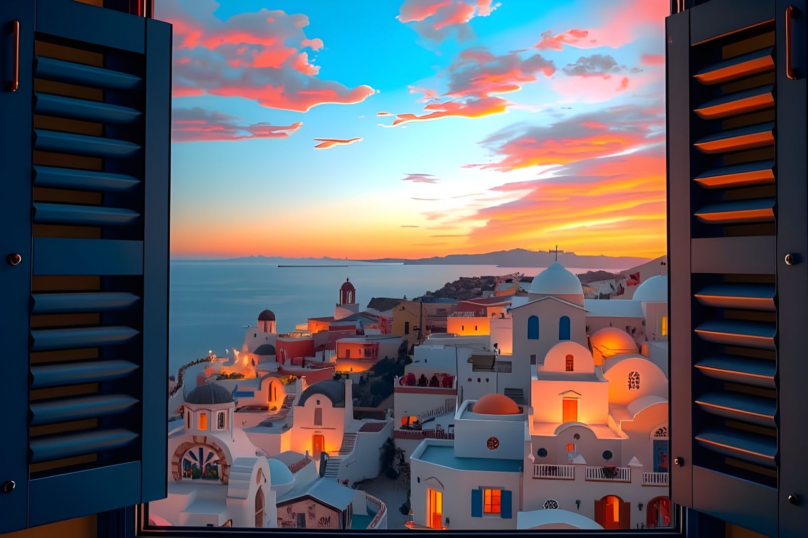 Santorini Sunset in Vibrant Colors