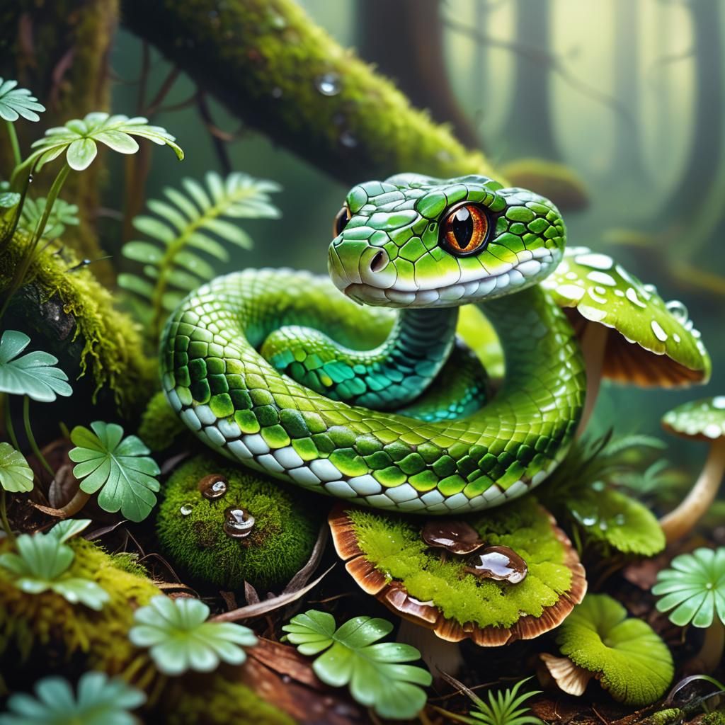 Fuzzy Moss Snake with Scales of Moss