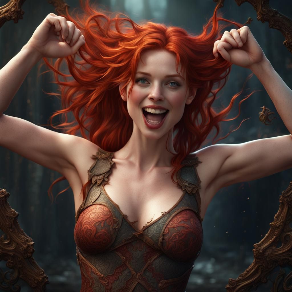 Redhead Girl in Detailed Fantasy Art