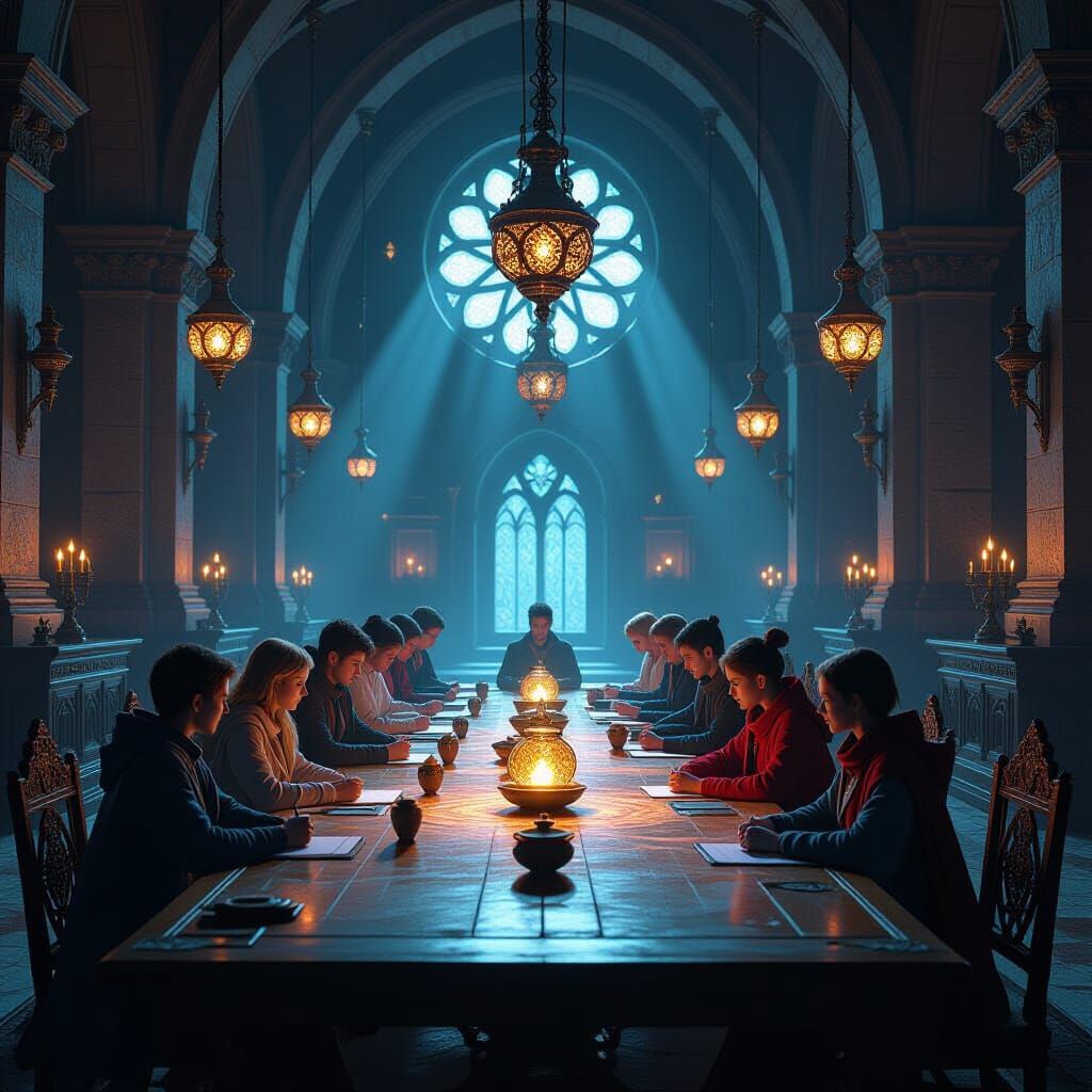 Mystical Academy Grand Hall with Students in Unreal Engine