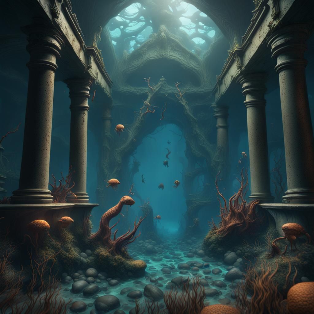 Underwater Horror Concept Art in Deep Color