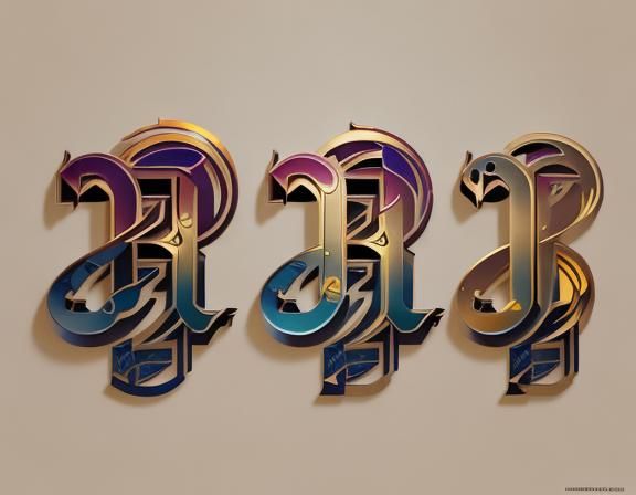 Calligraphic ART Logo with Golden Ratio in Gouache