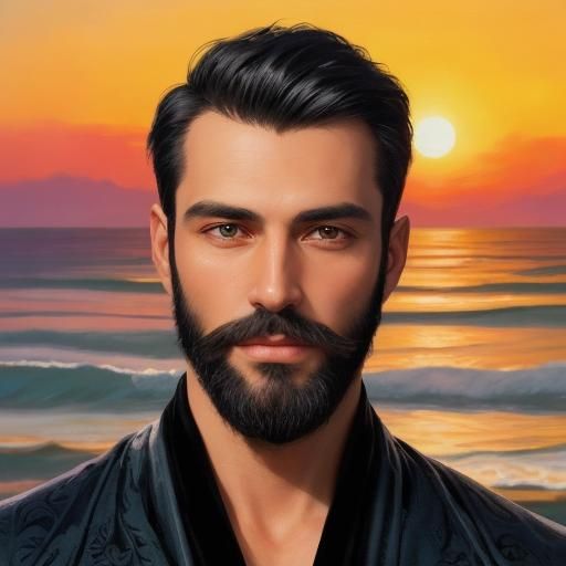 Two Handsome Men in Black Velvet, Impasto Oil Painting