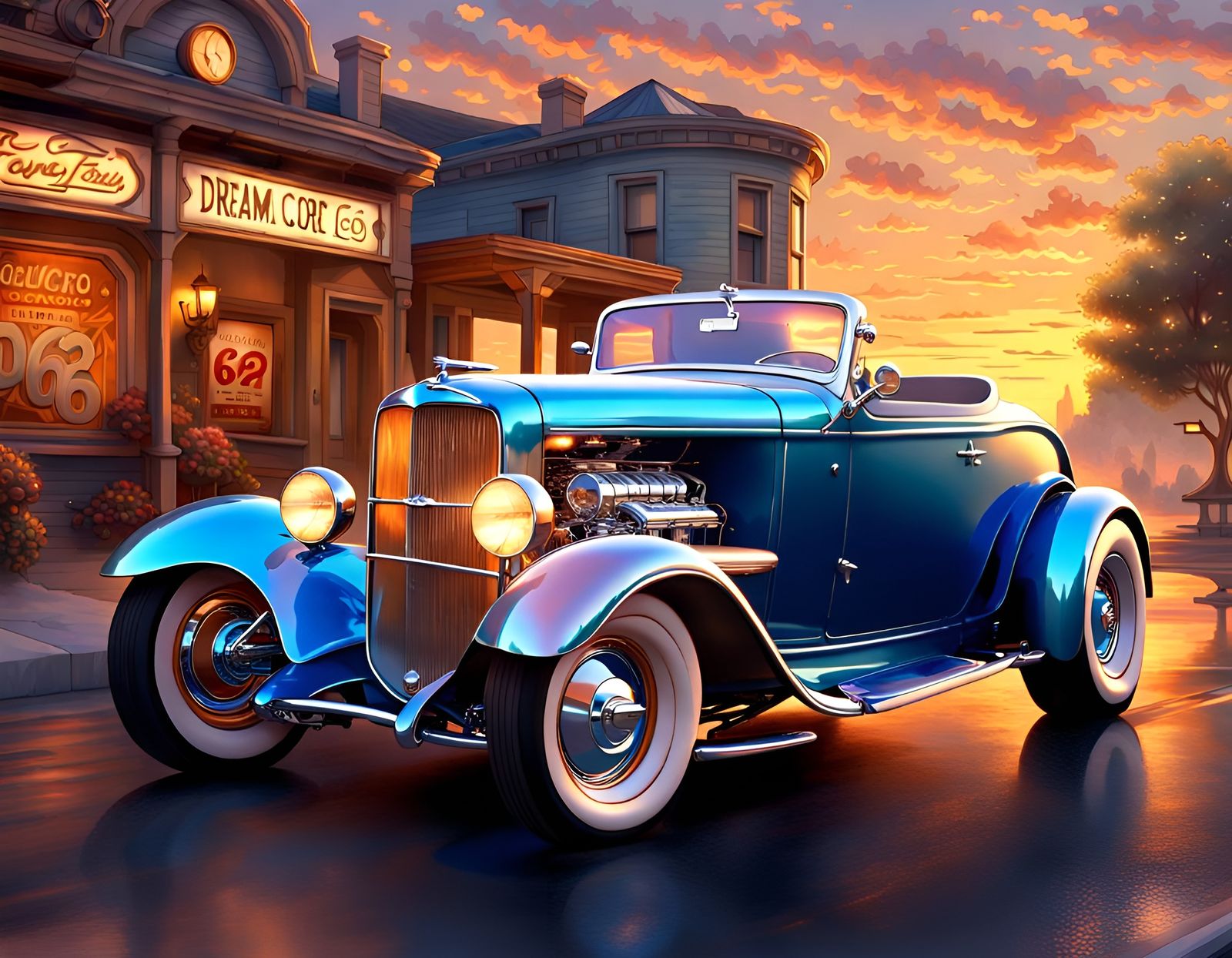 Golden Haired Beauty Drives a Custom Deuce Coupe