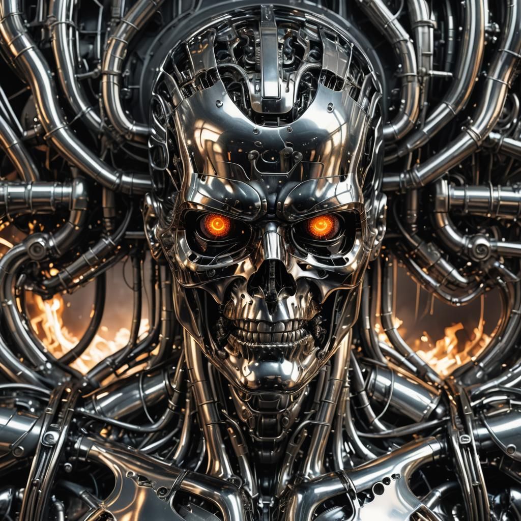 Terminator T-1000 Split in Half: Liquid Metal Art