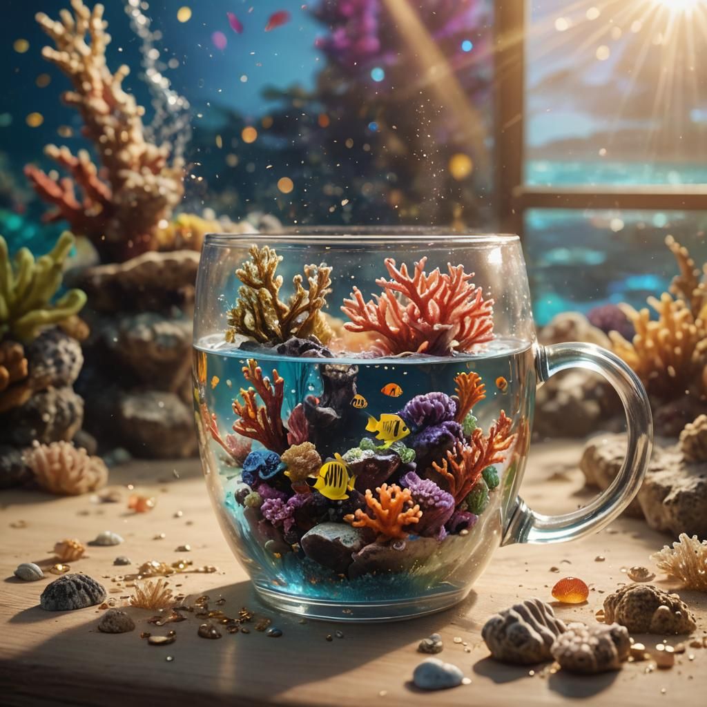 Coral Reef Aquarium in a Mug, Splash Art