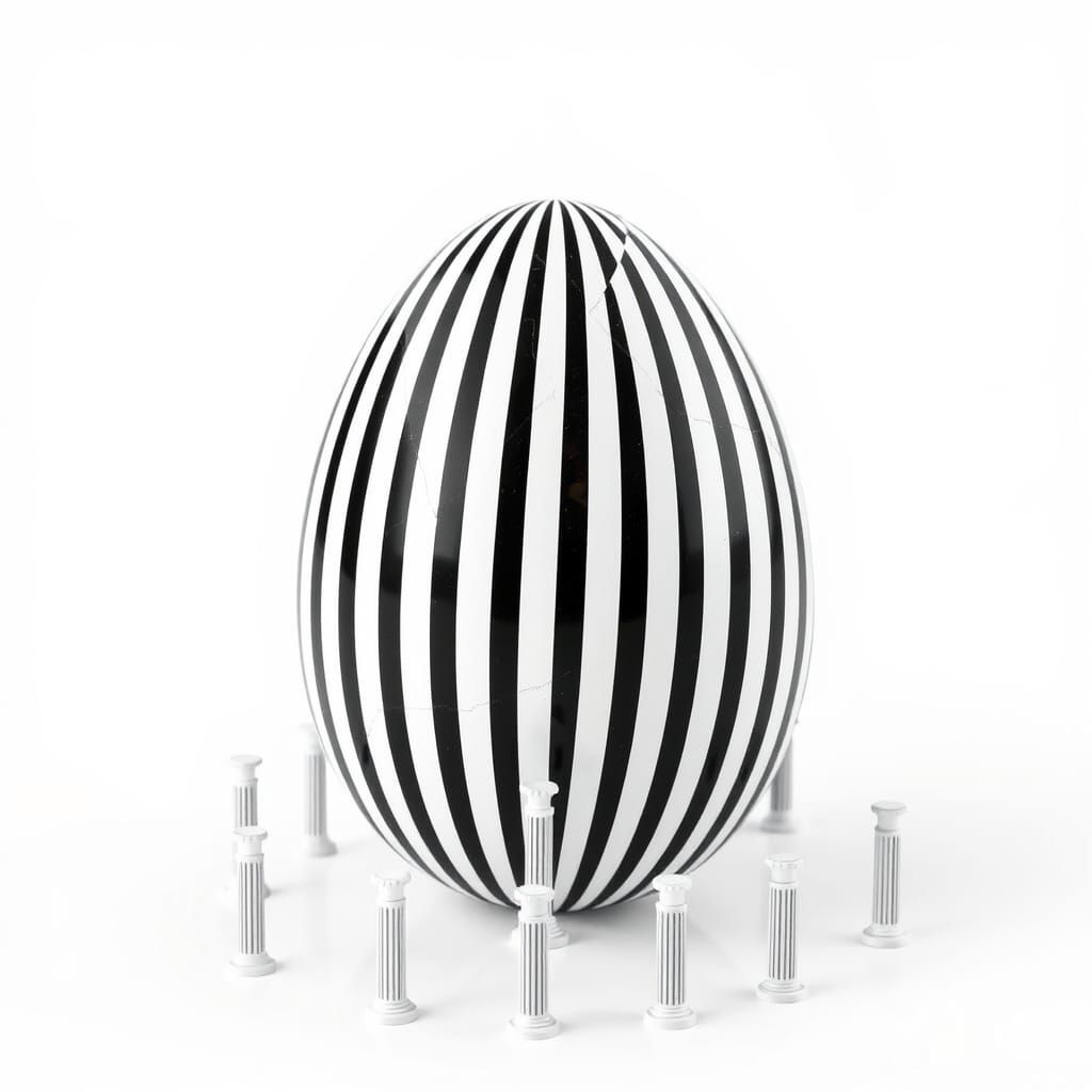 Surreal Striped Egg in Geometric Minimalist Style