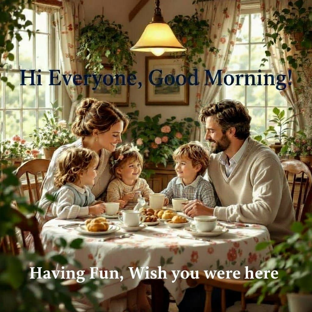 Happy Family Breakfast Scene