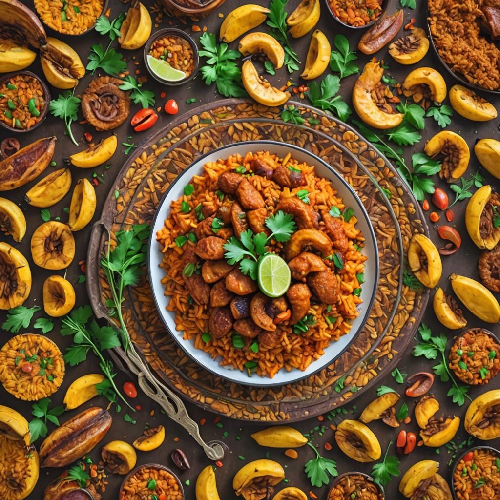 Vibrant Jollof Rice with Plantains Photography
