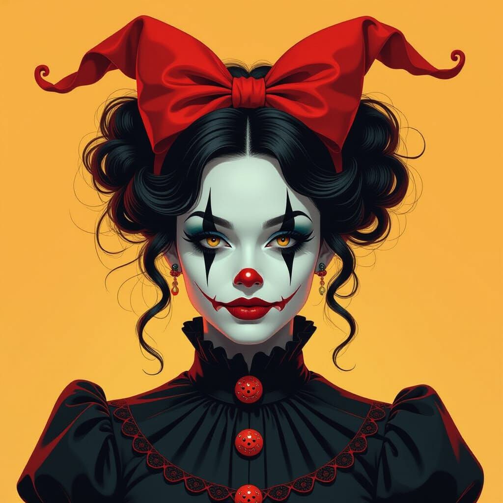 Silhouette of a Halloween Clown in Hyperdetailed Portrait