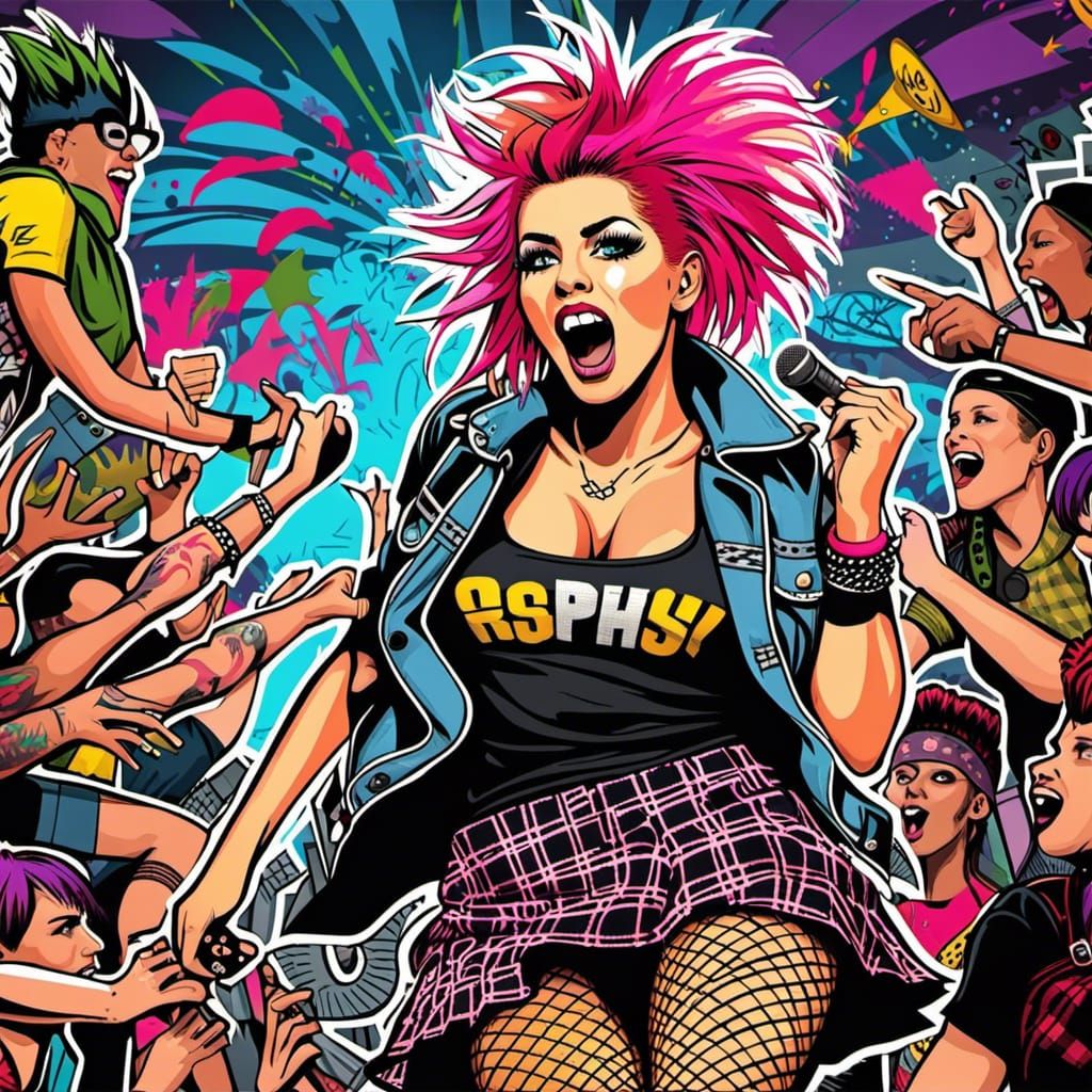 Shocked ska punk woman