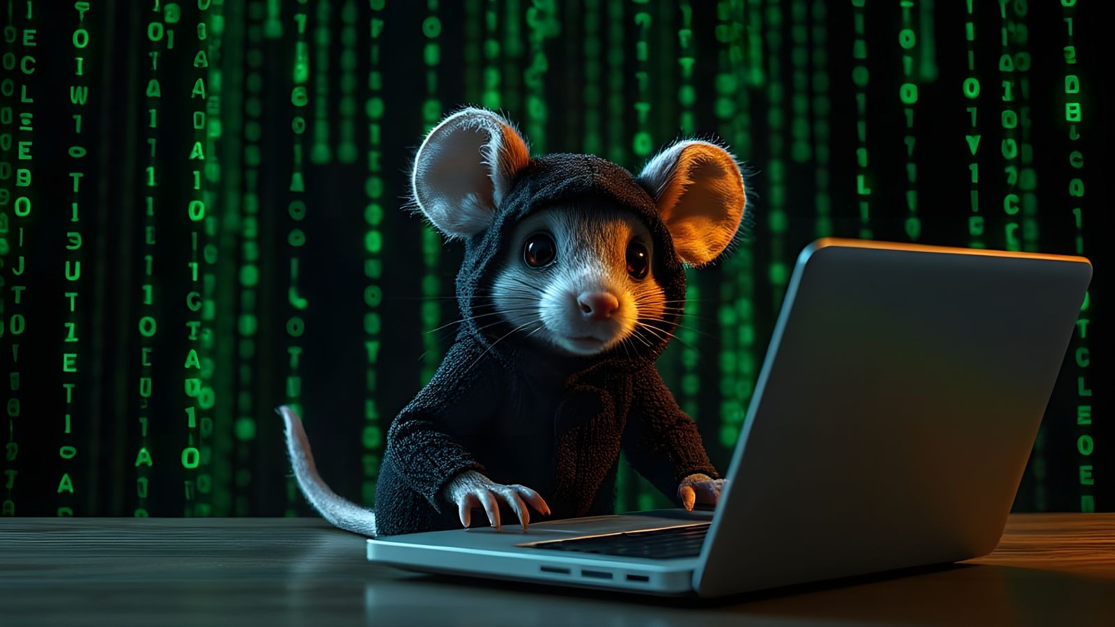 a hacker mouse pirating all content he can find on the web