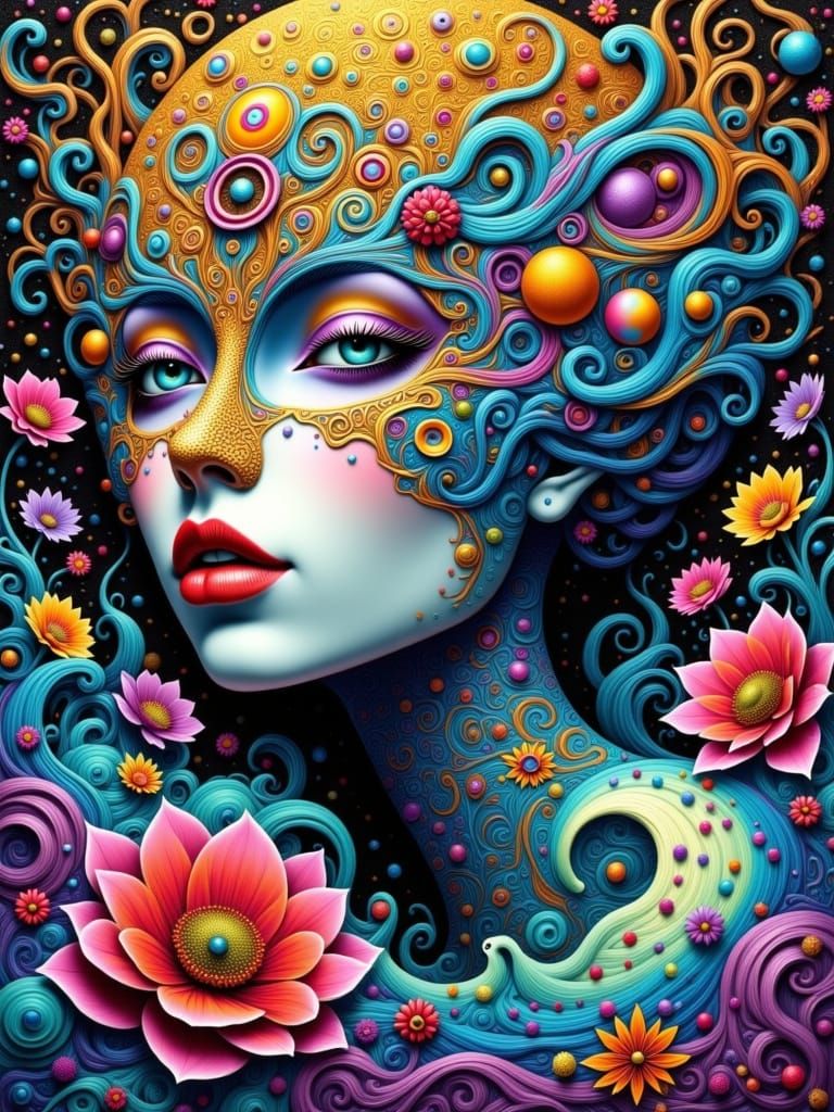 Blooming Floral Fractal Concept Art in Expressionist Style