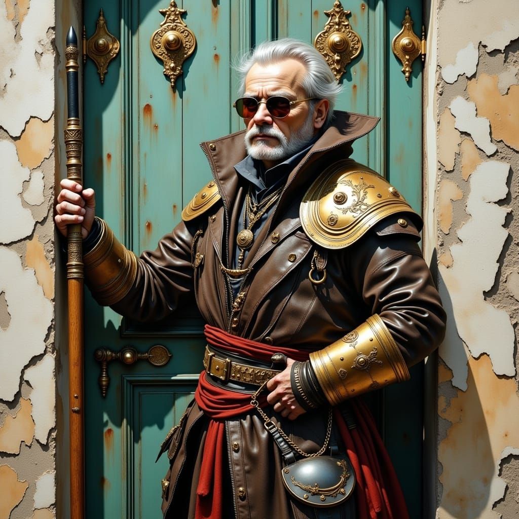 Steampunk Warrior in Dutch Realism Style