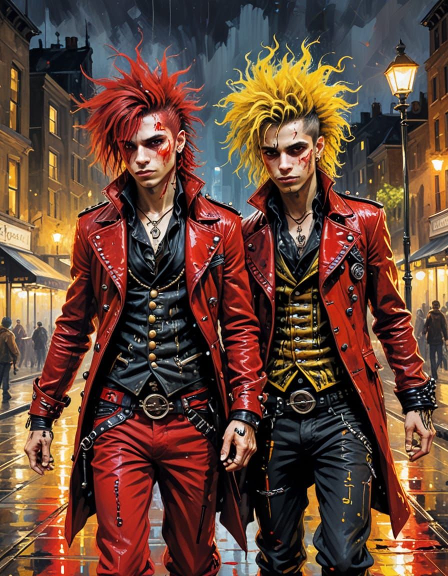 Steampunk Punks Dancing in a Vivid Night City
