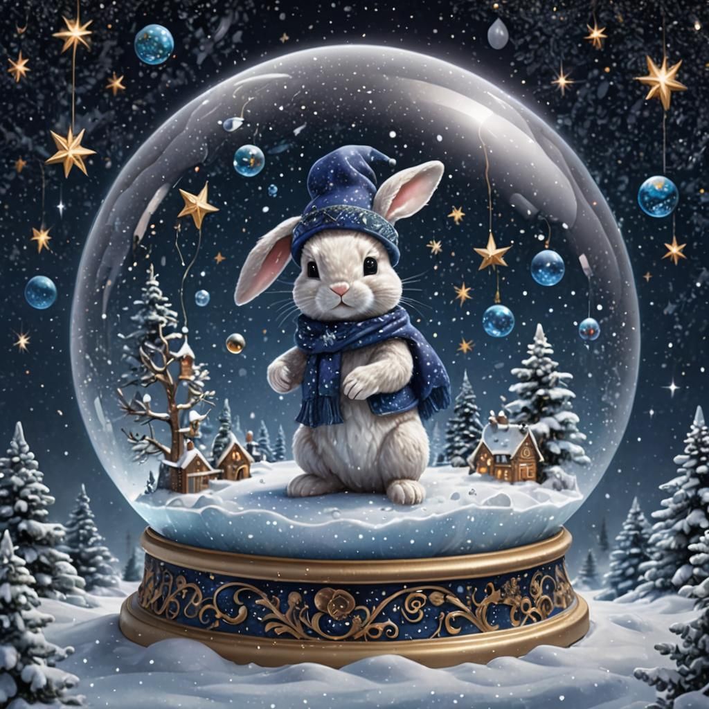 Cosmic Snow Globe: Bunny in the Milky Way