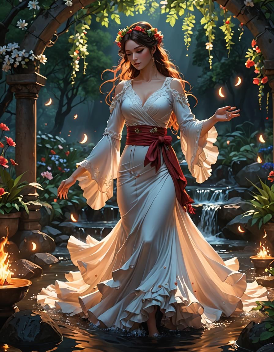 Beltane in Flowing Water Flamenco: 3D Anime Art