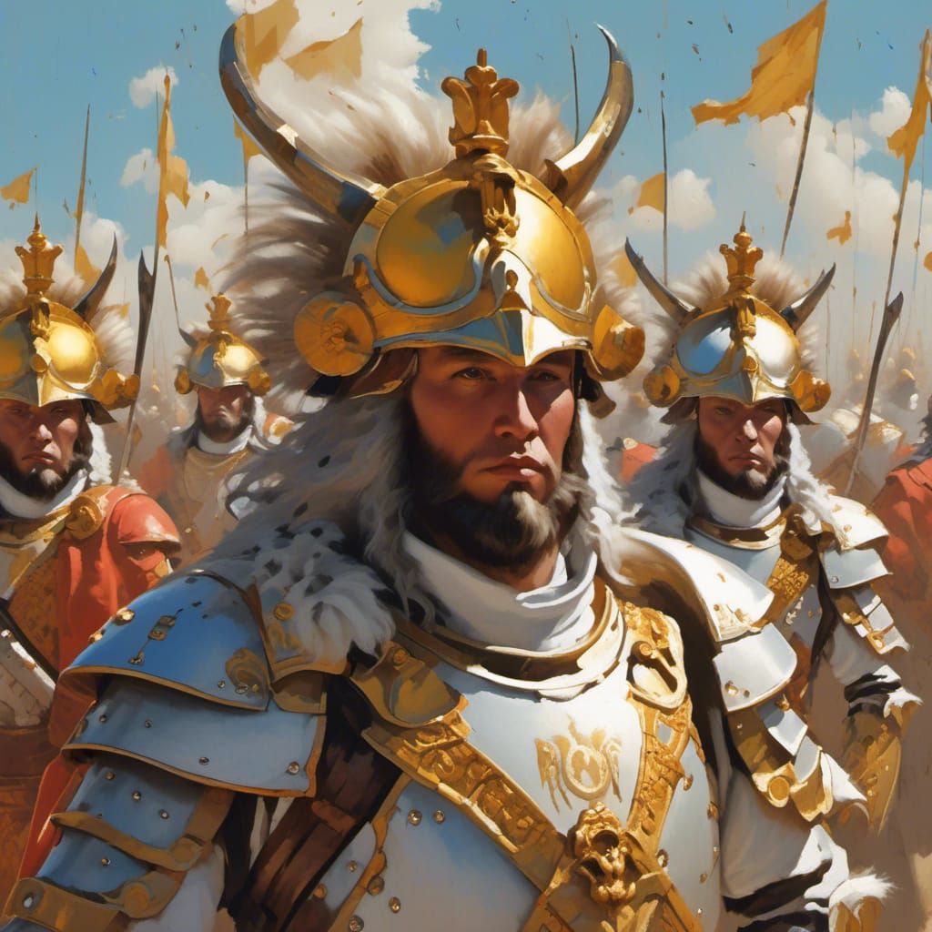 Wolf Gazing Above in Romantic Oil Painting Style