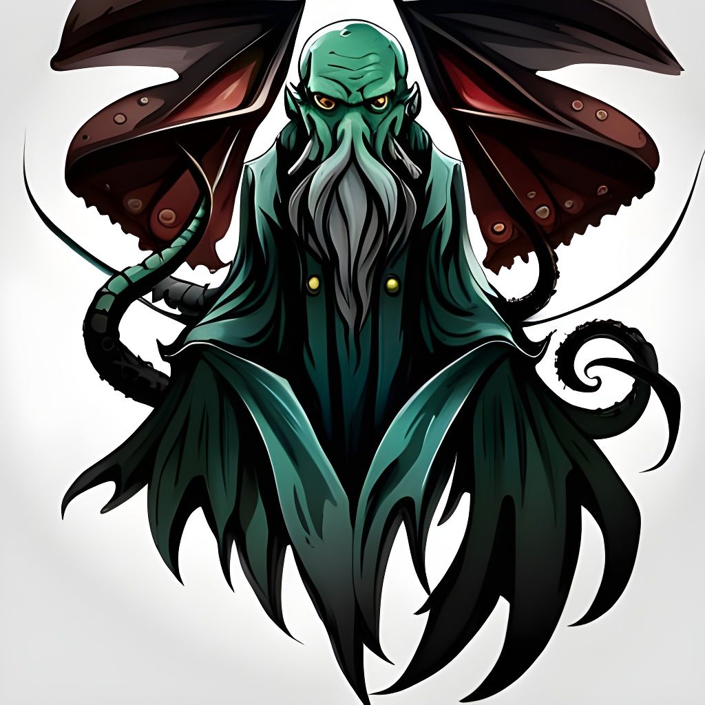 Cthulhu God Portrait in Ink Splash Style