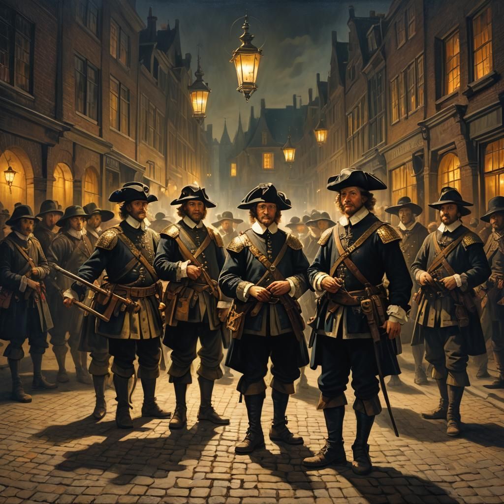 Dutch Masters Night Watch in Golden Light