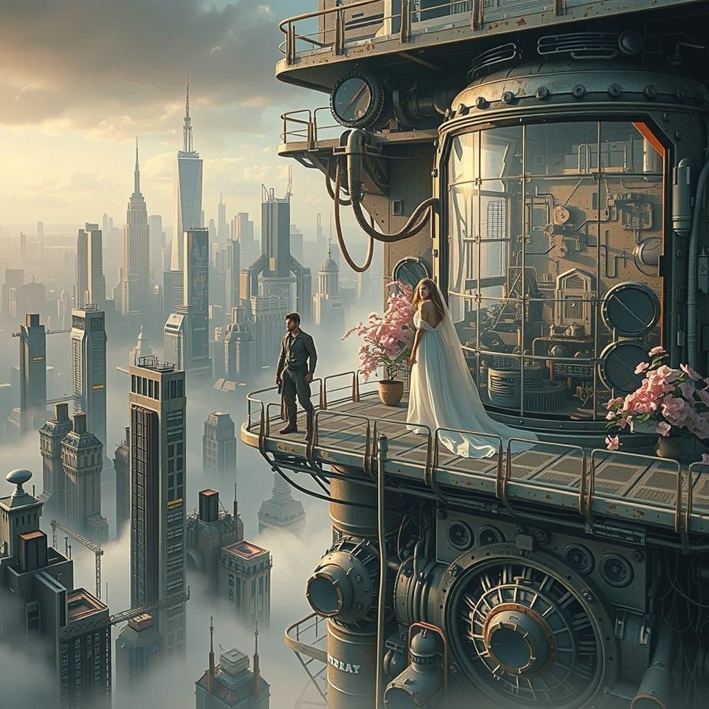 High-Tech Isolation Above a Moody Futuristic City