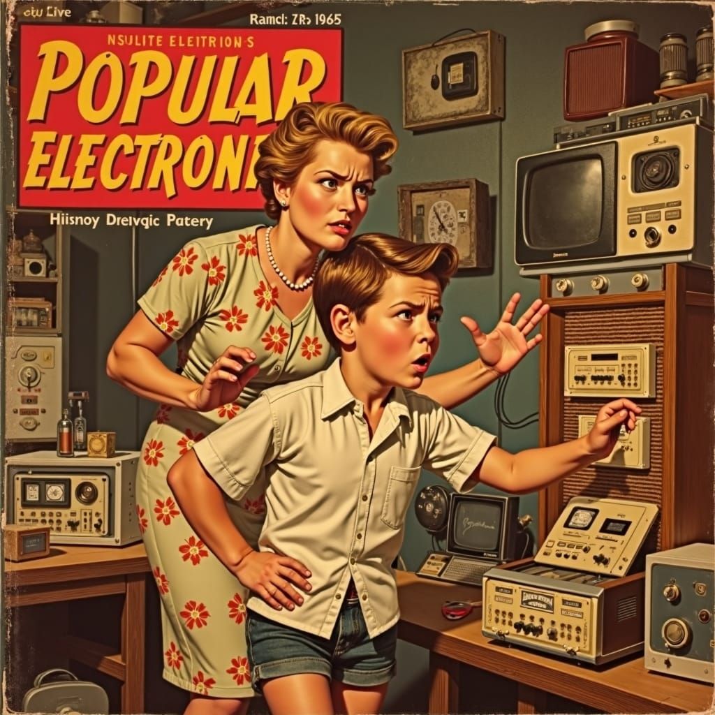 Retro-Futuristic Magazine Cover: Boy and Outlet