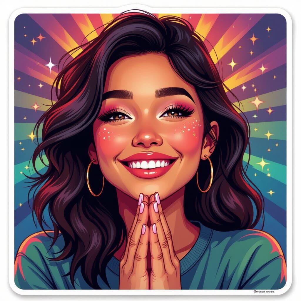 Smiling Person Praying with Love and Gratitude Sticker