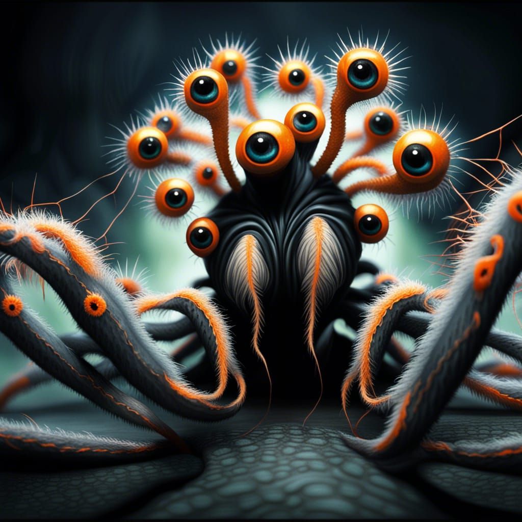 Creepy Sci-Fi Alien Arachnid with Tentacles