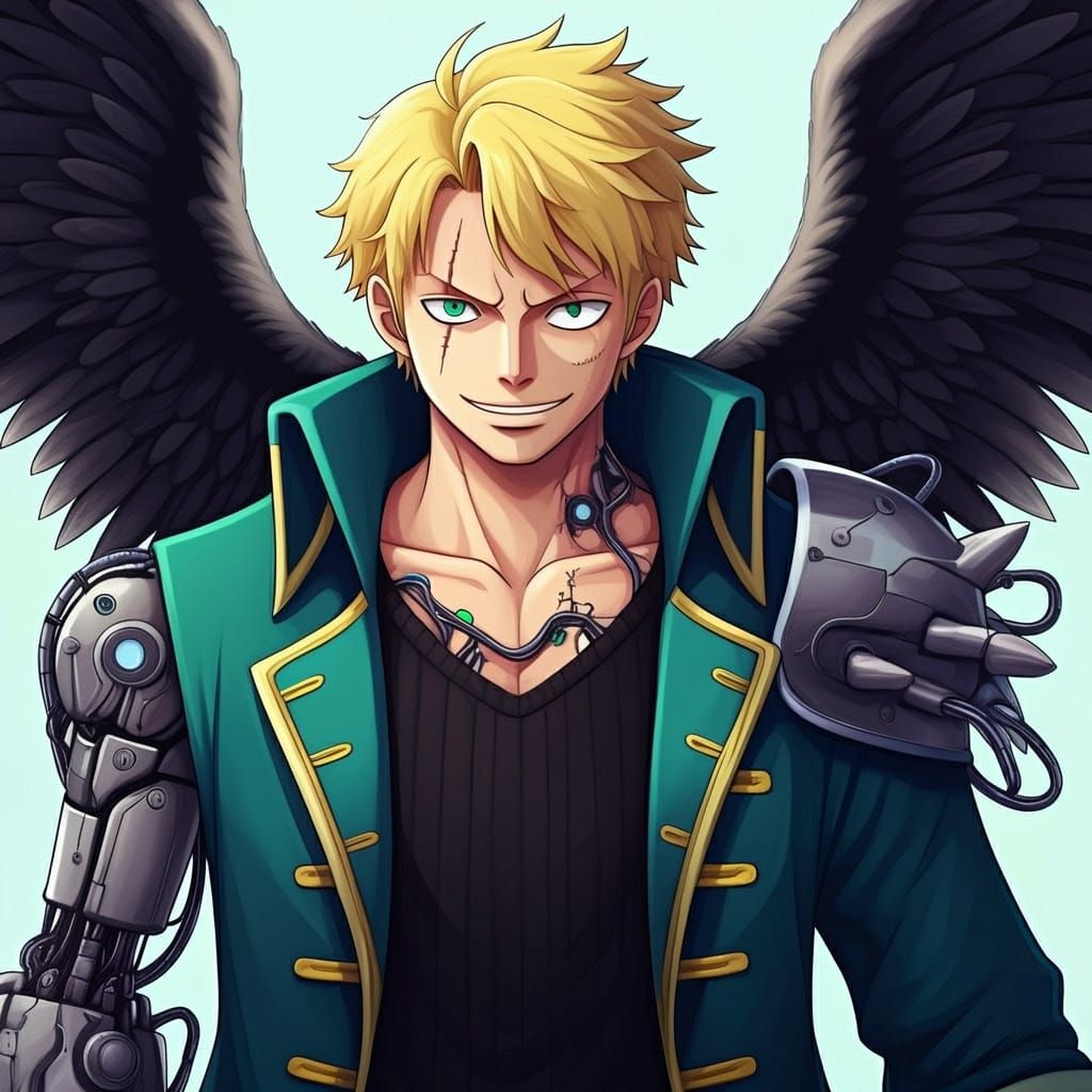 Vibrant Pirate in Exaggerated Comic Style with Robotic Impla...