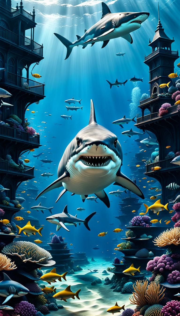 Surreal Underwater Shark Landscape by Jesse Treece