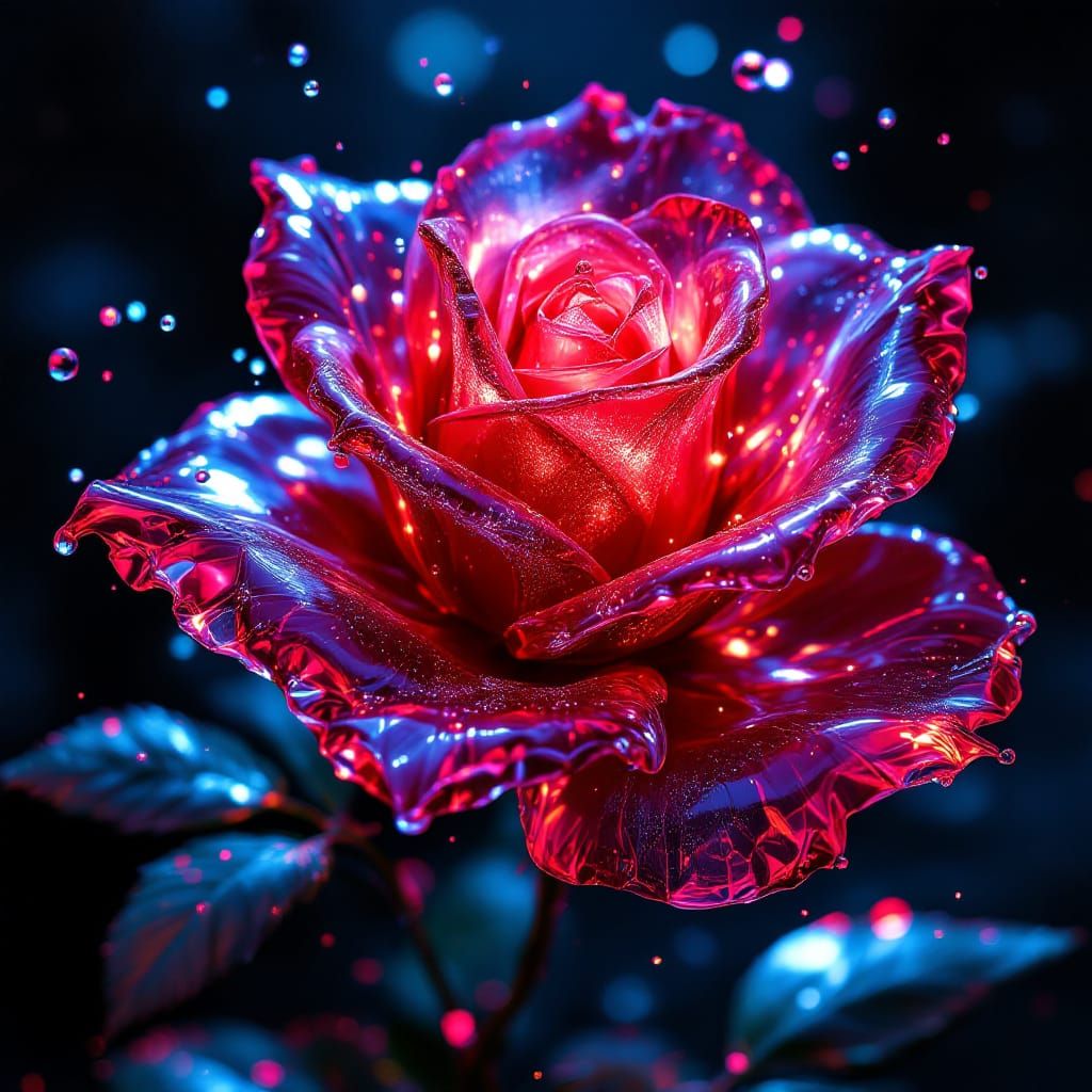 Intricate Glowing Red Glass Rose Concept Art