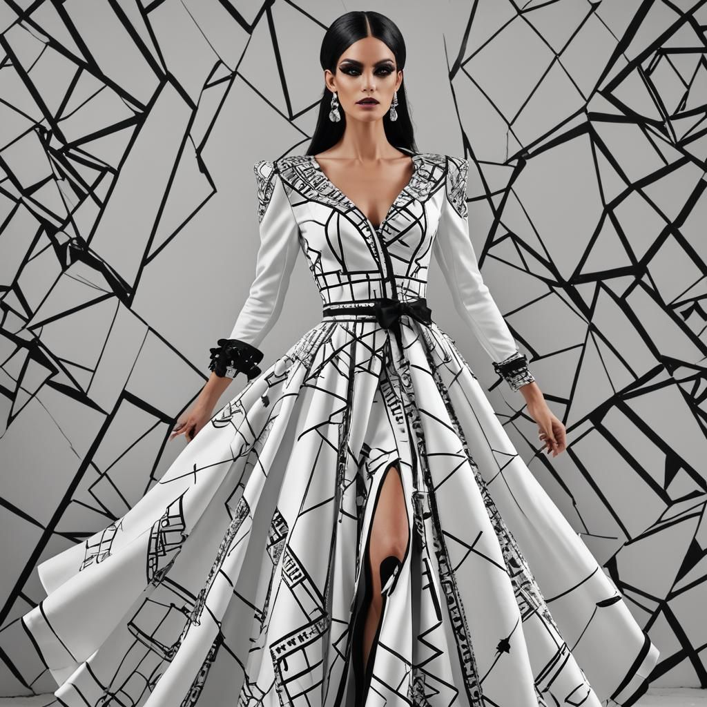 Elegant White Drag Dress with Argentinian Colonial Design