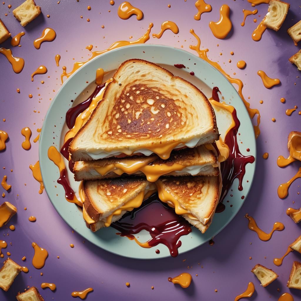 Delicious Grilled Cheese Sandwich, Splash Art Style