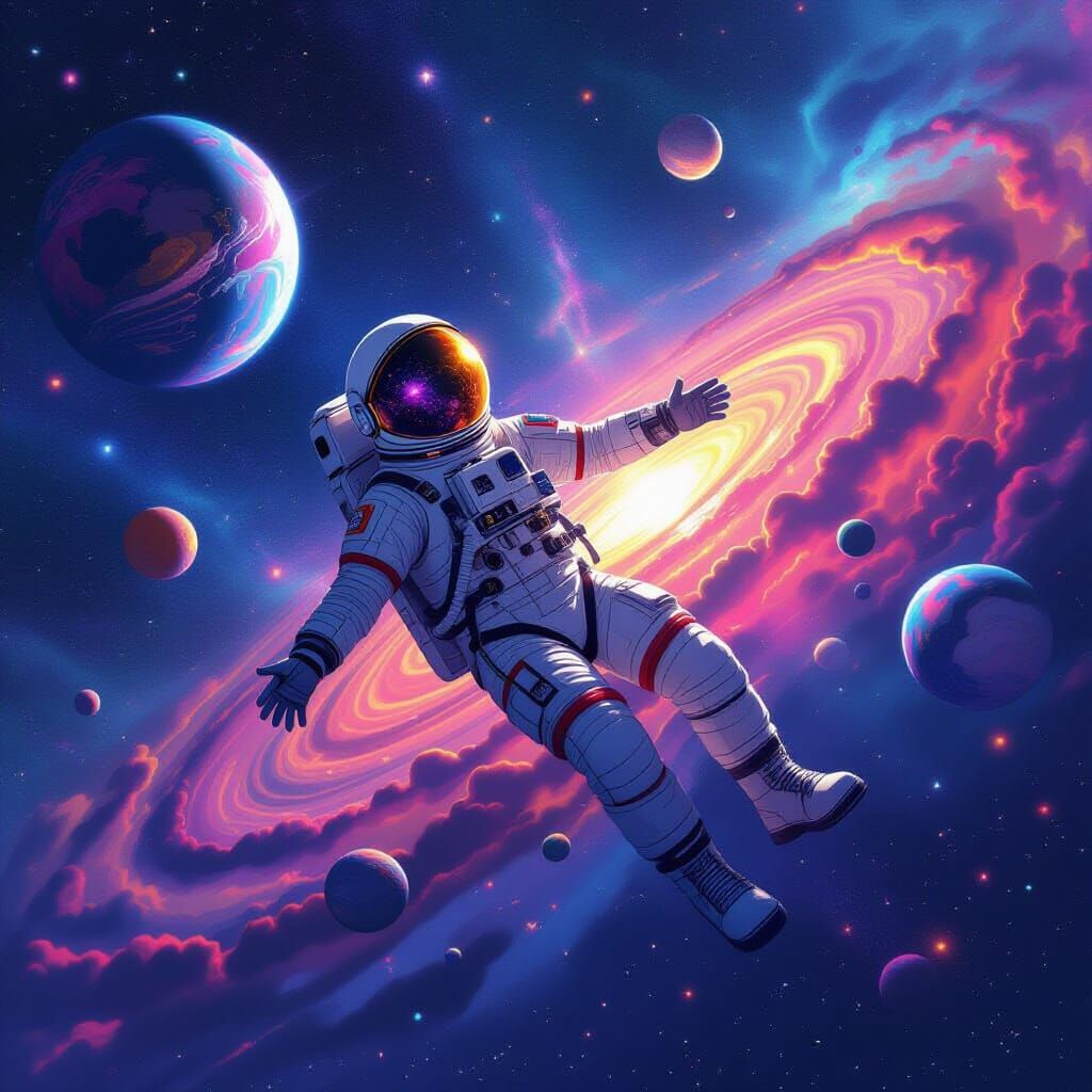 Astronaut Floating in Space: A Surreal Digital Painting