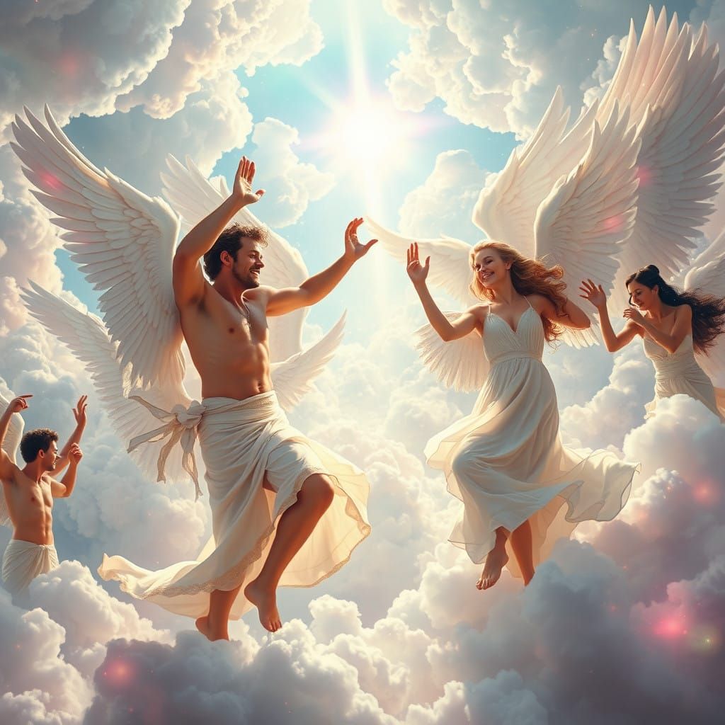 Angelic Requiem: Celebrities Unite in Vibrant, Iridescent Cl...