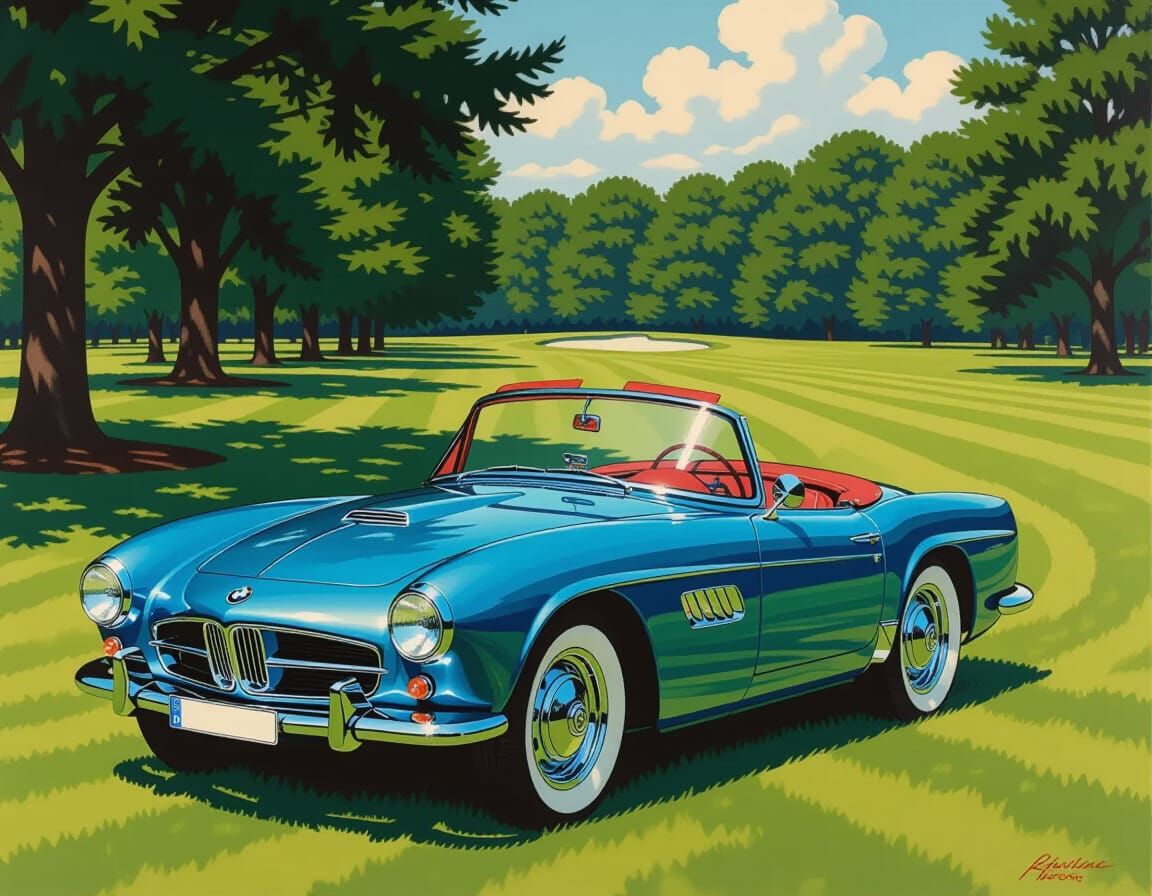 Hyperrealistic 1957 BMW 507 in Bavarian Blue