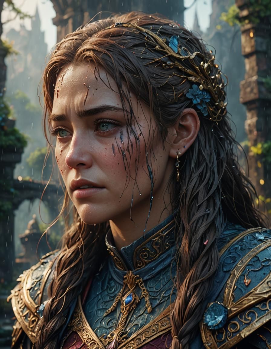 Detailed Matte Painting of a Crying Person