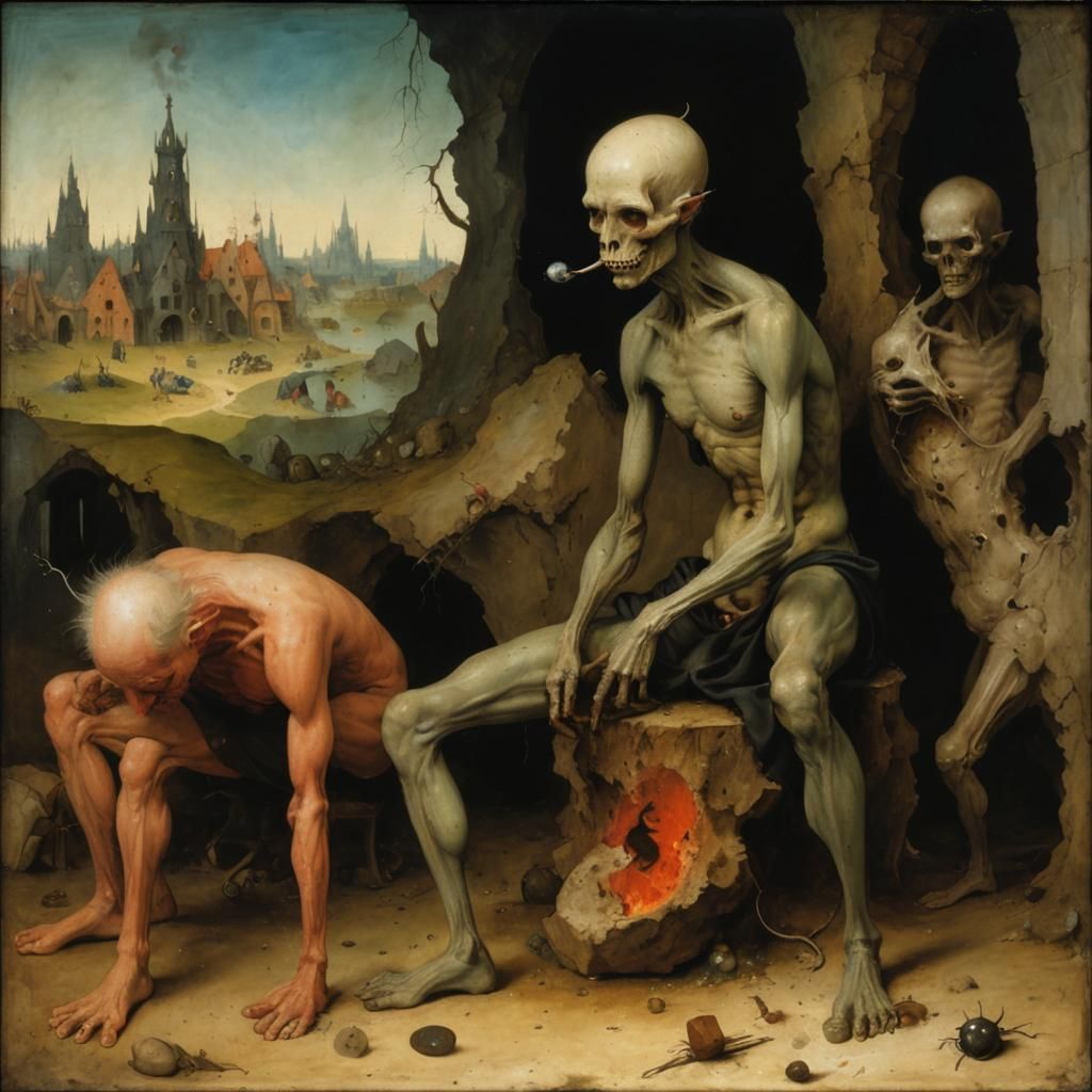 Grimdark Portrait of Decaying Man in Ruins