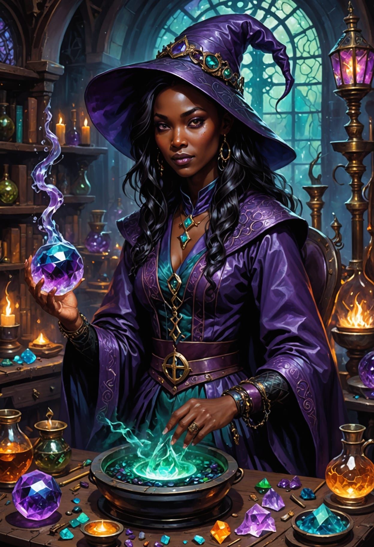 Raven hair and ruby lips, Sparks fly from her fingertips