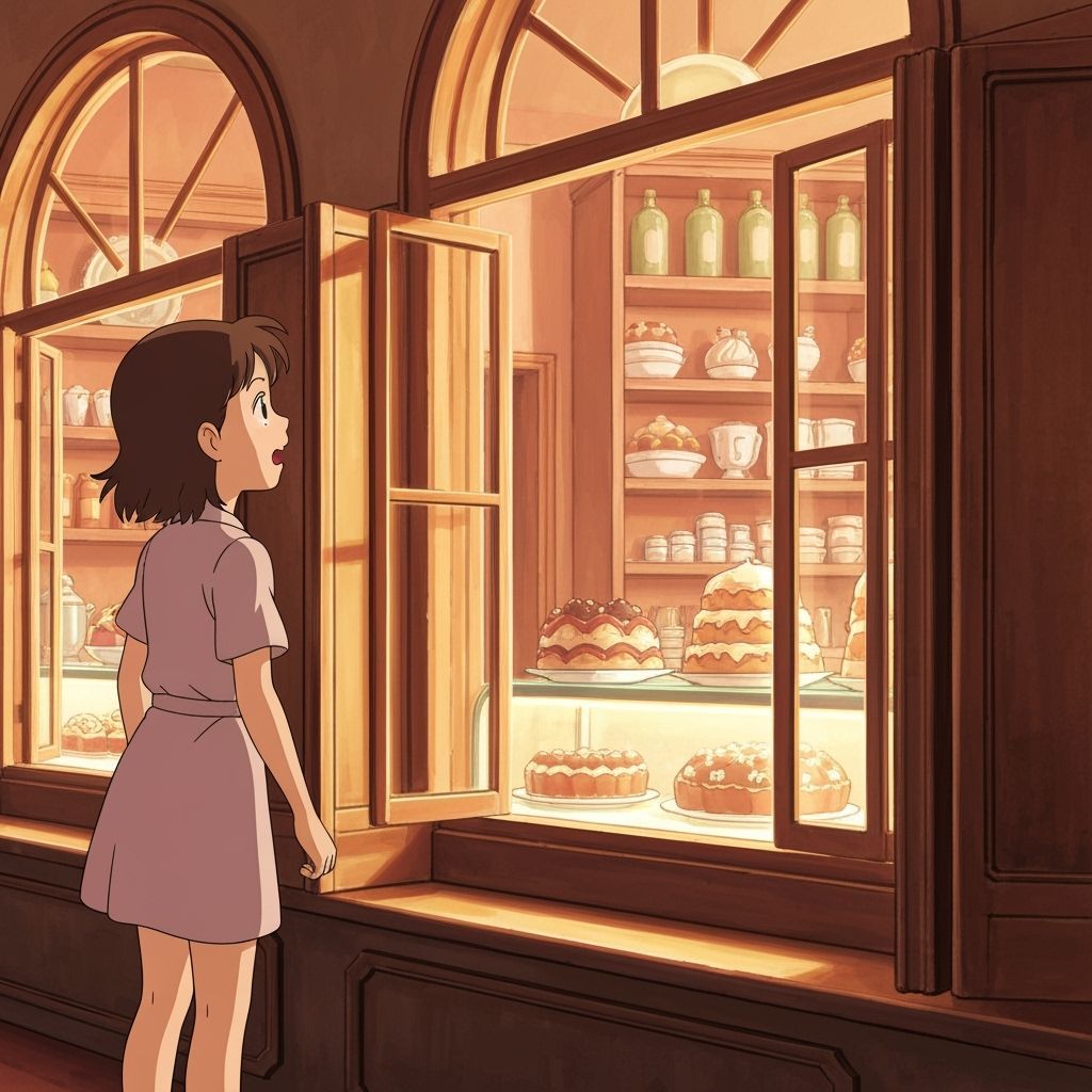 Girl Amazed by Delicacies in Antique Italian Shop - Anime St...
