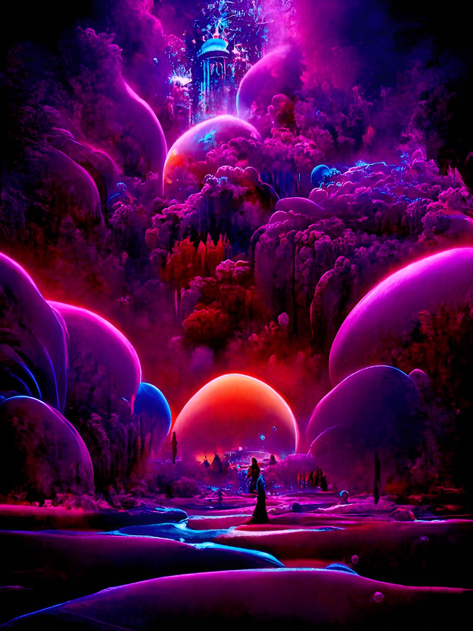 Vibrant Fantasy Landscape Illustration in Expressionist Styl...
